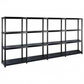 Storage Shelf 4-Tier Black 96.1x12.0x51.2" Plastic (4x1...