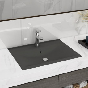 Luxury Basin with Faucet Hole Matt Dark Grey 23.6x18.1"...