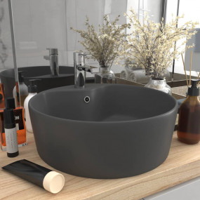 Luxury Wash Basin with Overflow Matt Dark Grey 14.2x5.1...