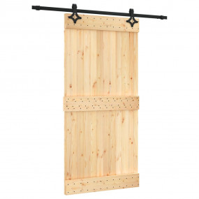 Sliding Door with Hardware Set 39.4x82.7" Solid Wood Pi...