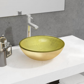 Basin Tempered Glass 13.8x4.7" Gold