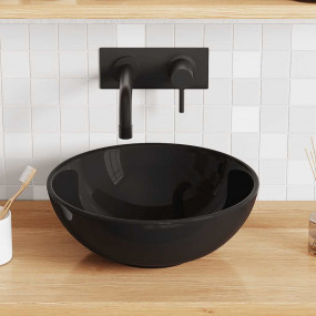 Wash Basin Gloss Black 11.0x3.9" Ceramic