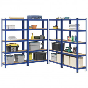 5-Layer Storage Shelves 4 pcs Blue Steel&Engineered Woo...