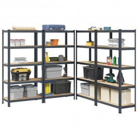 5-Layer Heavy-duty Shelves 4 pcs Anthracite Steel&Engin...