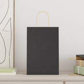 Paper Bags 50 pcs with Handles Black 21x11x31 cm
