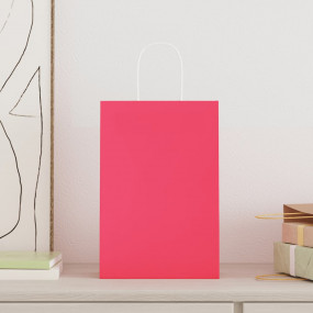 Paper Bags 250 pcs with Handles Pink 21x11x31 cm