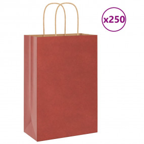 Paper Bags 250 pcs with Handles Red 21x11x31 cm