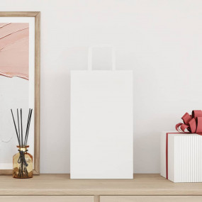 Paper Bags 50 pcs with Handles White 21x11x36 cm
