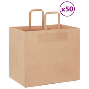 Paper Bags 50 pcs with Handles Brown 32x22x28 cm