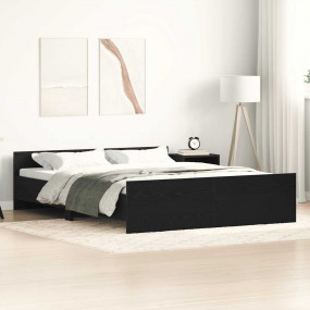 Bed Frame without Mattress Black Oak 150 x 78.7 " Engin...