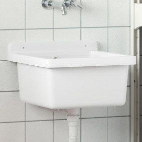 Sink Washbasin for Wall Mounting White 15.7x15.7x9.4" R...