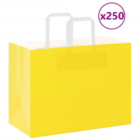 Paper Bags 250 pcs with Handles Yellow 32x17x25 cm