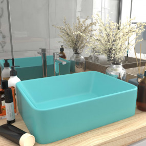 Luxury Wash Basin Matt Light Green 16.1x11.8x4.7" Ceram...