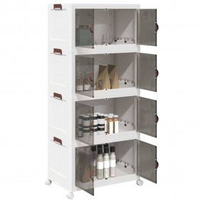 Stackable Storage Box with Wheels 4-Tier 19.8 gal 25.2x...
