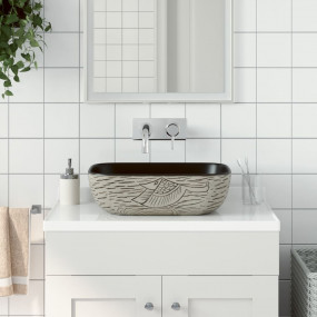 Countertop Basin Grey and Black Rectangular 18.9x14.8x5...