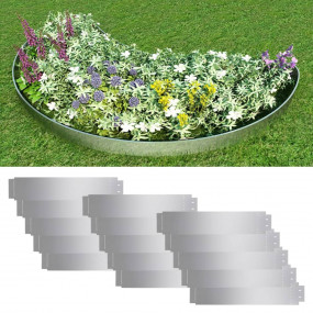 Lawn Fence 15 pcs Galvanized Steel 39.4x7.9" (3x142668)
