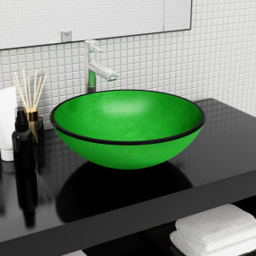 Basin Tempered Glass 16.5x5.5" Green