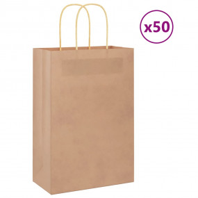 Paper Bags 50 pcs with Handles Brown 21x11x31 cm