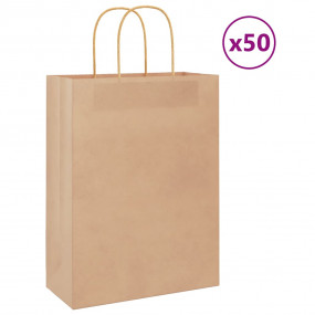 Paper Bags 50 pcs with Handles Brown 26x12x35 cm