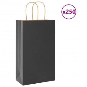 Paper Bags 250 pcs with Handles Black 21x11x36 cm