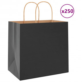 Paper Bags 250 pcs with Handles Black 26x17x25 cm