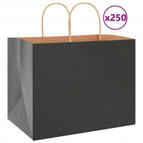 Paper Bags 250 pcs with Handles Black 32x22x24 cm