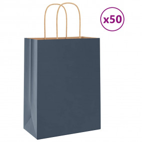 Paper Bags 50 pcs with Handles Blue 21x11x28 cm