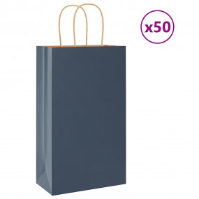 Paper Bags 50 pcs with Handles Blue 21x11x36 cm