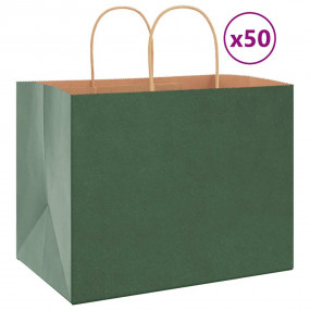 Paper Bags 50 pcs with Handles Green 32x22x24 cm