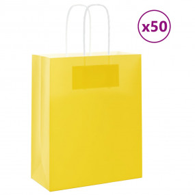 Paper Bags 50 pcs with Handles Yellow 18x8x22 cm