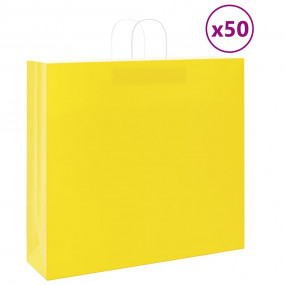 Paper Bags 50 pcs with Handles Yellow 54x15x49 cm