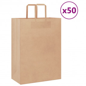 Paper Bags 50 pcs with Handles Brown 32x17x44 cm
