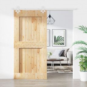 Sliding Door with Hardware Set 39.4x82.7" Solid Wood Pi...