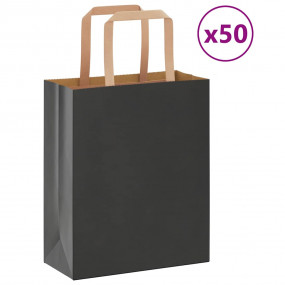 Paper Bags 50 pcs with Handles Black 18x8x22 cm