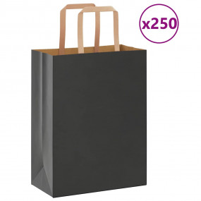 Paper Bags 250 pcs with Handles Black 21x11x28 cm