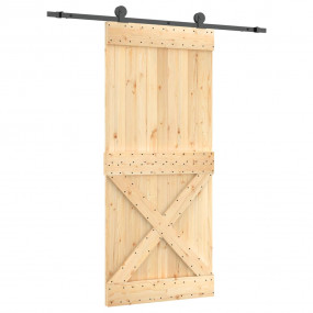 Sliding Door with Hardware Set 35.4x82.7" Solid Wood Pi...