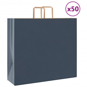 Paper Bags 50 pcs with Handles Blue 54x15x49 cm