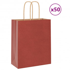 Paper Bags 50 pcs with Handles Red 7.1x3.1x8.7"