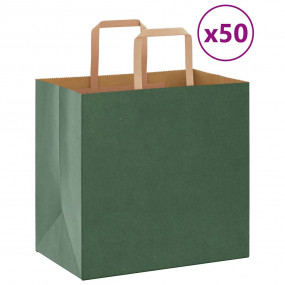 Paper Bags 50 pcs with Handles Green 26x17x25 cm