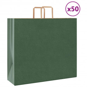 Paper Bags 50 pcs with Handles Green 54x15x49 cm