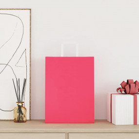 Paper Bags 50 pcs with Handles Pink 26x12x35 cm