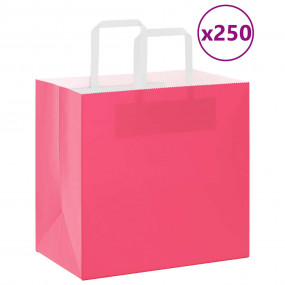 Paper Bags 250 pcs with Handles Pink 26x17x25 cm