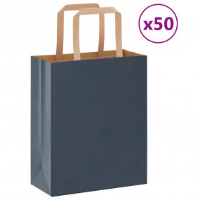 Paper Bags 50 pcs with Handles Blue 18x8x22 cm