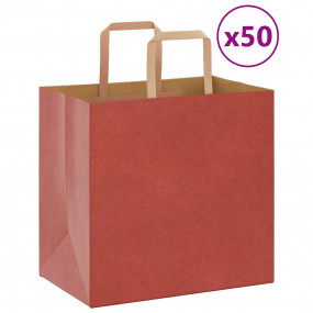 Paper Bags 50 pcs with Handles Red 26x17x25 cm