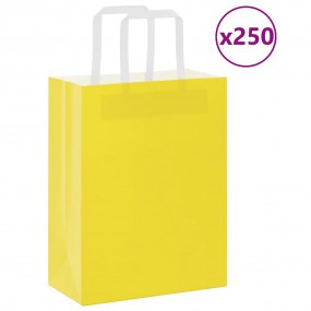 Paper Bags 250 pcs with Handles Yellow 21x11x28 cm