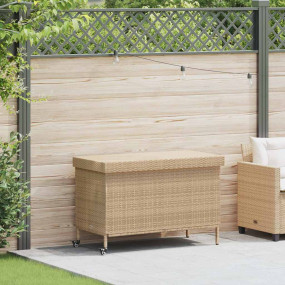 Patio Storage Box with Wheels Mixed Beige 43.3x21.7x28....