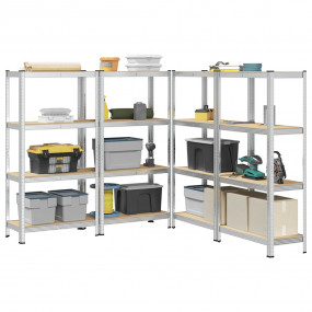 4-Layer Storage Shelves 4 pcs Silver Steel&Engineered W...