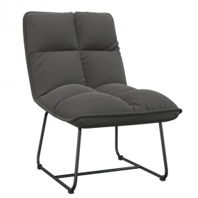 Leisure Chair with Metal Frame Dark Gray Velvet