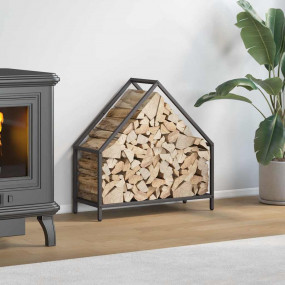 Firewood Rack Black 23.6x9.8x23.6" Cold-rolled steel