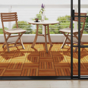 Imag:10 pcs Acacia Decking Tiles 11.8x11.8 Vertical Pattern